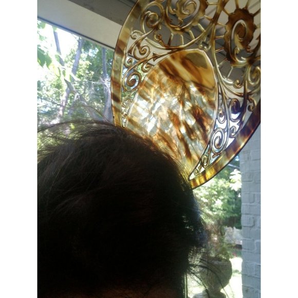 Art Deco Nouveau Victorian Hair Comb Faux Tortoise Shell Antique Huge (A2972)